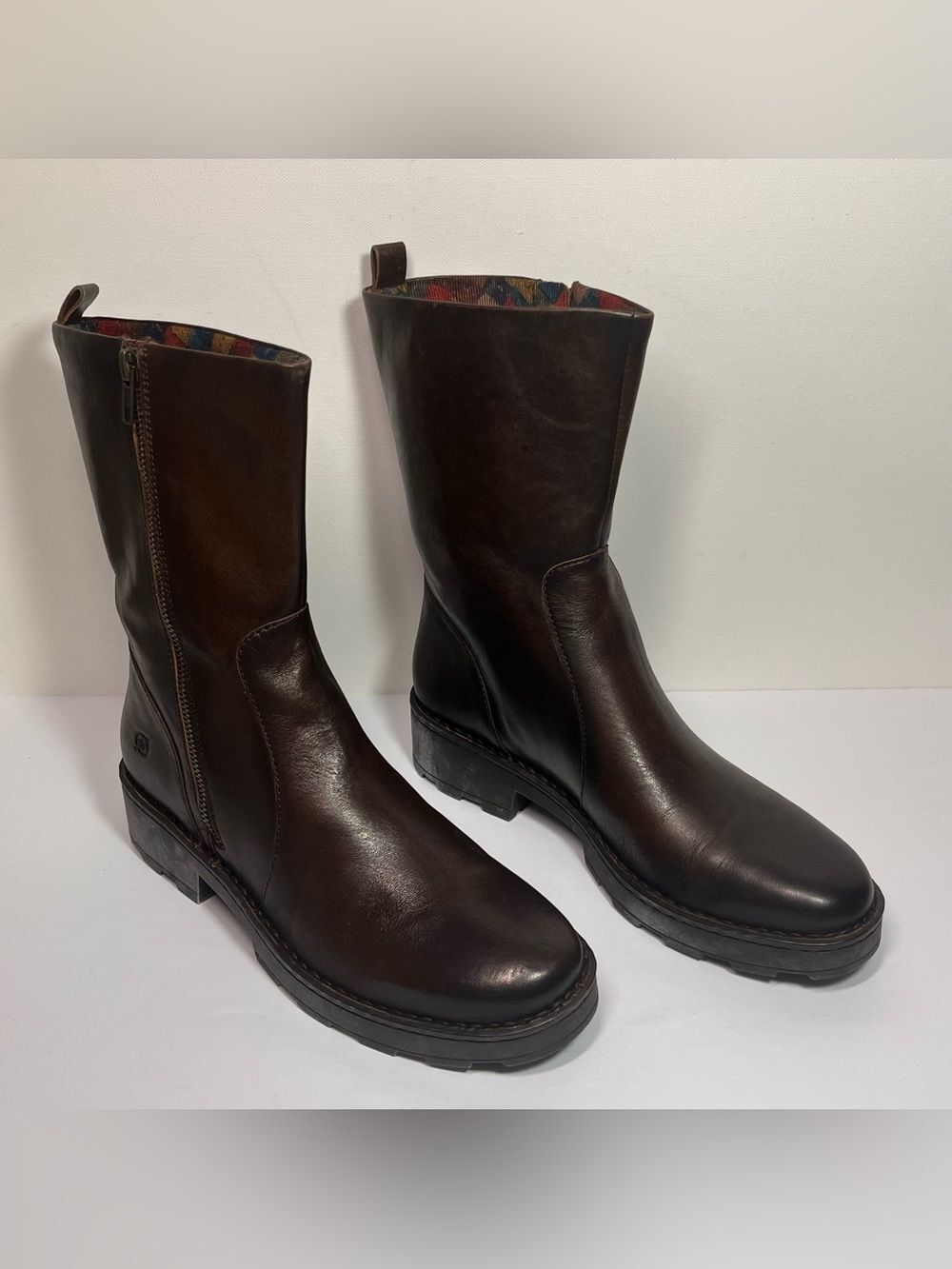 BORN Trento Leather Mid-Calf Moto Boots